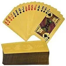 ARFA - Aaina 24 K Gold Plated Playing Poker Cards, 60x21x88mm, 1 Set of Playing Cards.
