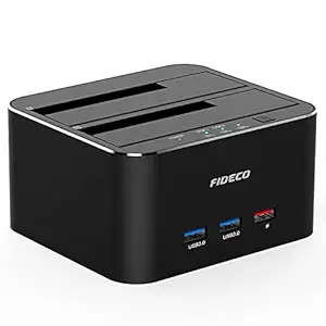 Hard Drive Docking Station, FIDECO USB 3.0 to SATA HDD Docking Station Dual-Bay External Hard Drive Dock with Offline Clone Function for 2.5