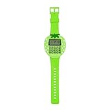 Mini Armbanduhr Digital Taschenrechner Kids Kinder Studenten Strawberry Studie Gif grün