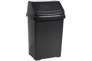 JMS we create smile Plastic Swing Lid Bins Recycle Waste Dust Bin 8/25 /50 L Home Kitchen Office (Midnight Grey/Dark Grey, 50 Litre)