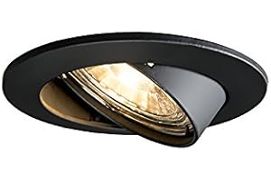 Qazqa - Nowoczesna oprawa punktowa wpuszczana czarna uchylna - Edu - GU10 | 1 światło - Metal - Odpowiednie dla Oświetlenie wewnętrzne,Jadalnia,Przedpokój/Antresola,Biuro/Gabinet,Kuchnia,Sypialnia,