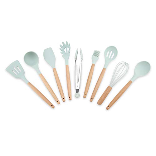 Alinory Ustensiles de cuisine, 9PCS/Set Silicone Ustensiles de Cuisine Ustensiles De Cuisine Bleu Cuisine Outil