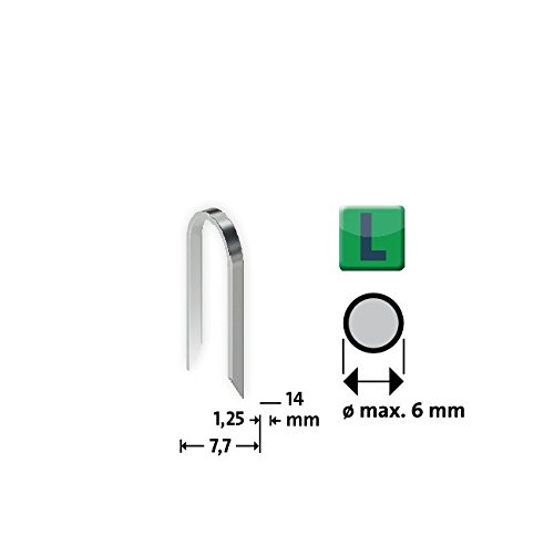 Novus Typ L Rundklammern mit 14 mm Länge, Klarsichtverpackung mit 840 Tackerklammern vom Typ L/14 mit D-Spitze, optimales Heftmittel zur Befestigung von Rundhölzern, Drähten und Maschendraht, 042-0727 - 2