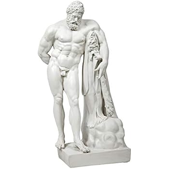 Herkules-Statue Von Farnese – 28x38x76 Cm, Aus Polyresin Mit Steinfinish, Für Garten & Wohnraum