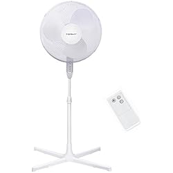 Aigostar Dandelion 33JTQ - Ventilateur sur pied avec télécommande et minuterie 7 heures. 3 vitesses, silencieux, grille sécurisée. Affichage LED, 40W. Design exclusif.