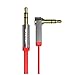 Produktbild Xshuai 1m Aux Kabel 3,5 mm Klinke Stecker auf Audio Kabel 90 Grad Hooked Flat Aux Kabel Lautsprecher, DVD-Player, für Mikrofon, Multimedia, iPod, Kamera, TV BOX, Monitor, MP3 / MP4-Player, Computer (Rot)