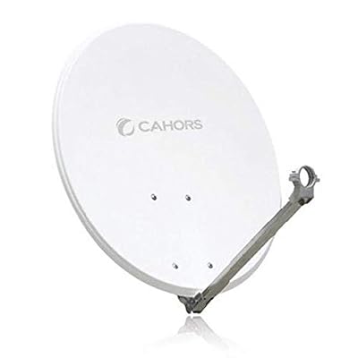 Cahors Parabole Satellite Acier Blanche 65cm avec Support LNB idéal Astra Hotbird Eutelsat