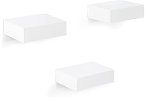 WOLTU Lot de 3 Étagères Murales Blanches, Étagères Flottantes, Tablettes à Suspendre, Meuble Décoratif pour Salon, Couloir, Chambre d'enfants, en Bois MDF, 10,5x7,7x3cm, RG9498ws