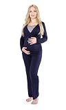 Gestreifter Stillpyjama-Schlafanzug für Damen langarm in Weiß, Blau und Grau von Herzmutter - 2