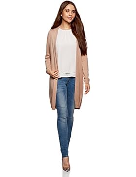 oodji Collection Donna Cardigan Lungo Senza Chiusura