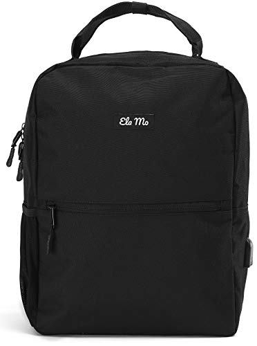 Ela Mo's Petit Sac à Dos pour Femme | Beau, Confortable et réfléchi | pour Le Travail en Voyage à l'école | avec Compartiment pour Ordinateur Portable et Sac Anti-vol Noir Noir s