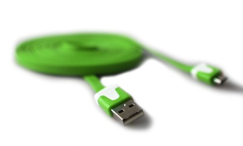 COM-FOUR® Ladekabel USB auf micro USB Stecker für Ihr Smartphone Flachkabel 3 Meter (Grün) - 3