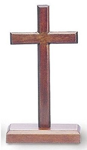 Standing Desk Cross in Mahogany Dark Wood with Base in Polybag 2 X 4 by H. J. Sherman