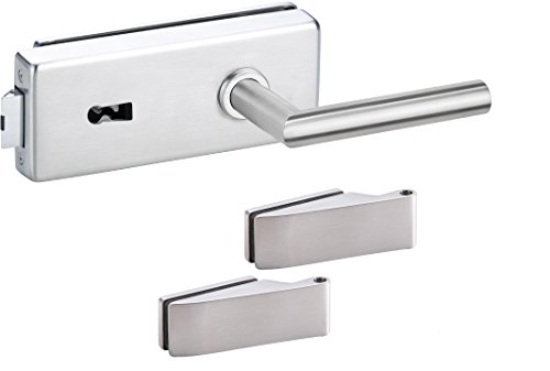 Preisvergleich Produktbild Stil-Echt GmbH Glastürbeschlag Set, Glastürschloß + Studiobänder, Glastürbeschläge Edelstahl, Hermat