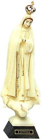 11" Our Lady of Fatima with Glass Eyes Luminous Brown Base-- Made in Portugal