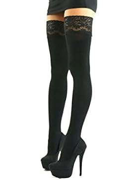 Marilyn blickdichte halterlose Strümpfe mit 9 cm Spitze, 100 Denier