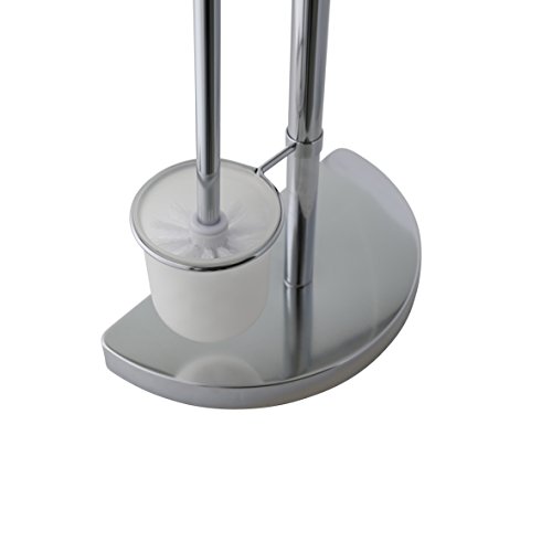 axentia WC-Garnitur Lianos aus Chrom – Toilettenpapierhalter, Toilettenbürste & Klobürstenhalter stehend – WC Bürstengarnitur ohne Bohren – WC-Ständer und Bürste verchromt - 4