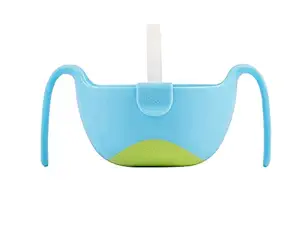 NIL KANTH - 3 in 1 Bowl with Lid and Straw & Snack Insert | 6 Months + | Color: Blue | 8.5 oz. | BPA-Free | Phthalates & PVC Free | Dishwasher & Microwave Safe