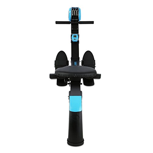 Capital Sports Stringmaster - Machine Aviron de Musculation et Entrainement Fitness, Rameur d'appartement Pliable, Charge Max de 100kg, Ordinateur de Bord, Métal Robuste, Bleu