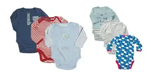 New Born Baby Boys and Girls Full Sleeves Bodysuit Rompers Onesies TOP Combo Set of 6 Cotton Regular FIT Soft and Stylish in Multiple Designs Pattern Assorted Mix (Multi-COLOR6, 9-12 Months)
