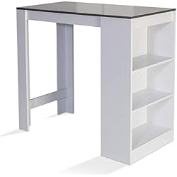 IDMarket - Table de Bar Barth 2 à 4 Personnes Bois Blanc et Gris