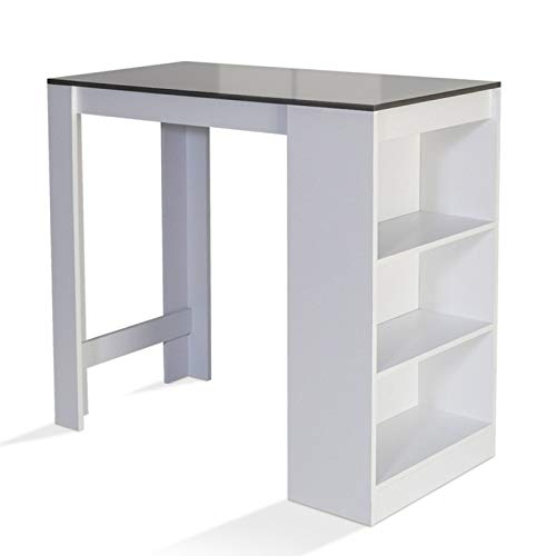 IDMarket - Table de Bar Barth 2 à 4 Personnes Bois Blanc et Gris