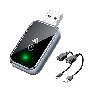 Wireless Carplay Adapter & Wireless Android Auto Adapter, 2 in 1 Carplay Convert Wired to Wireless for Cars, Mini Size with Extension Cable USB & USB-C/Type-C, Stable Control, No Delay - Black