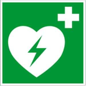 Preisvergleich Produktbild Hinweisschild auf einen Defibrillator (AED Automatisierter externer Defibrillator) gem. ASR A1.3 Folie 20x20cm (Rettungsschild) praxisbewährt