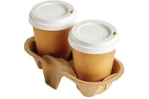 ECOPACK Portavasos de Carton para transportar bebidas, 25 unidades por paquete, (2 VASOS), Aislantes del Calor - Biodegradables y reciclables - Ideal para Llevar Vasos de Cafe, te, infusiones