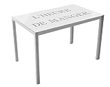 mesa cocina blanca rectangular Cristal templado Suarez CICA Mesa de Cocina, Vidrio, Metal, Plata, 105x60x75cm