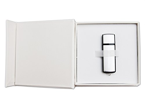 Hochzeit USB-Box mit Gummihalterung. Kunstleder Weiss. Ohne USB-Stick - 2