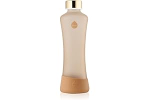 EQUA Squeeze Bouteille en verre 550 ml réutilisable, anti-fuite, sans BPA, mat, fond en silicone, cannelle