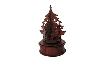 Handcrafted, Wooden, Christmas Theme Rotating Music Box