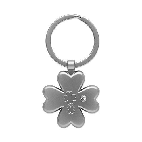 Gruss & Co 44283 Schlüsselanhänger Kleeblatt Schlüsselanhänger, Kirsite, Glitzerstein, Mehrfarbig, 3,5 x 3,5 x 14,5 cm