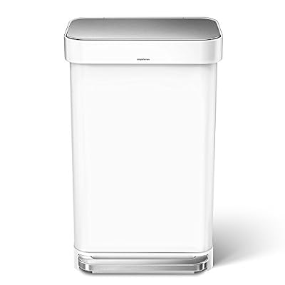 Simplehuman Poubelle avec distributeur de sacs poubelle simplehuman_ p1, Acier inoxydable, White Steel, 45L