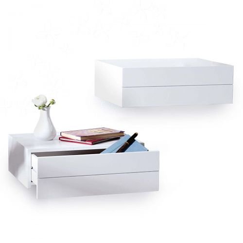 Kasandria® Wandkonsole d'Anoia Weiß | Designer Regal | Wandregal mit Schublade | Konsole aus Holz