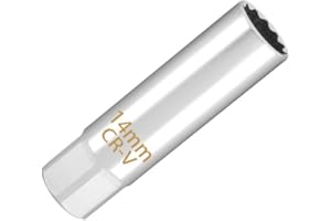 Leliafleury Spark Plug Socket Thin Wall Magnetic Spark Plug 12 Point Spark Plug Removal Tool Spark Plug Socket Wrench for Car Repair (14mm)