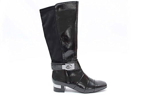 F10431Ap Marco Tozzi Womens Black Patent Low Mid Heeled Winter Boots Size Uk 8