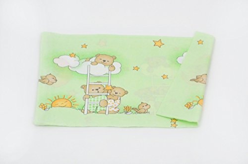 Cot bed PILLOWCASE approx. 40x60cm, nursery bedding, toddler, baby bed linen (pattern: bears in heaven_lightgreen)