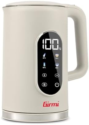 Girmi BL91 Bollitore, 2200W, 1,7 Litri, Contenitore INOX, Resistenza Nascosta, Super Display, Touch Screen, Bianco