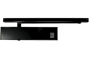 STAHL-DESIGN-TEBART ECO Newton TS-31 GS-B - Cierrapuertas con riel deslizante – Fuerza de cierre EN 1 – 3 – Incluye placa de montaje – Cierrapuertas superiores RAL 9005 – para puertas interiores y exteriores – Alta