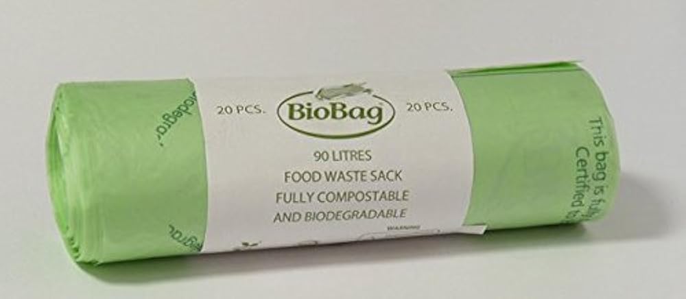 6 Rollen (120 Mülltüten) 90ltr Biobag Stärkemehl Wheelie Müllbeutel mit Citrus Kuchenbehälter FRESH