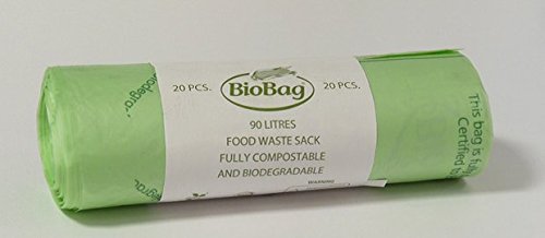 6 Rollen (120 Mülltüten) 90ltr Biobag Stärkemehl Wheelie Müllbeutel mit Citrus Kuchenbehälter FRESH