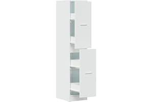 ‎VIDAXL vidaXL Apothekerschrank, Hochglanz Weiß, 30x41x144,5 cm, Holzwerkstoff, Modernes Design, Aufbewahrungsschrank für Wohnzimmer, Schrank mit 4 Schubladen, Wohnaccessoire
