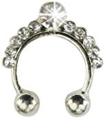 Xiang 1pc Women AAA Zircon Nose Hanger Ring Non-piercing Fake Septum Clicker Jewelry
