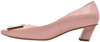 Verocara Women's Chunky Heel Comfortable Elegant High Heel Square Buckle Pumps Pink Patent-b 7.5 UK