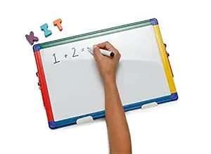 KITLIFE Dry Erase Board Stand - Double Sided Desktop Easel Whiteboard Stand ? Foldable Desk White Board Stand for Schools, Kids or Home ? Portable, Magnetic Dry Erase Board, 12? x 16?, Multi-Color