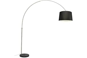 Qazqa Moderno Lámpara de arco acero pantalla negra 45cm - XXL Textil/Acero Alargada Adecuado para LED Max. 1 x 60 Watt