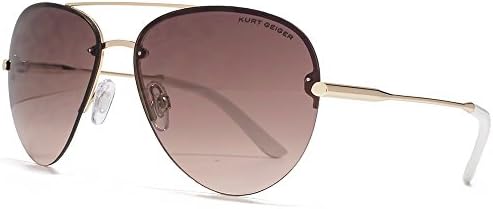 Kurt Geiger Fine Frame Metal Aviator Sunglasses in Gold KGL032