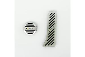 BRALEM 2 Pezzi Pedale Dell'Acceleratore Auto Pedale Freno Set Copertura per Smart 451 Fortwo, Lega Alluminio Antiruggine Senza Trapano Pedali Antiscivolo AntiGraffio Accessori Decorazione Interni